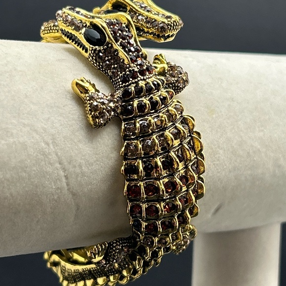 Vintage Kenneth Jay Lane Reptile Hinged Bracelet - Picture 2 of 7